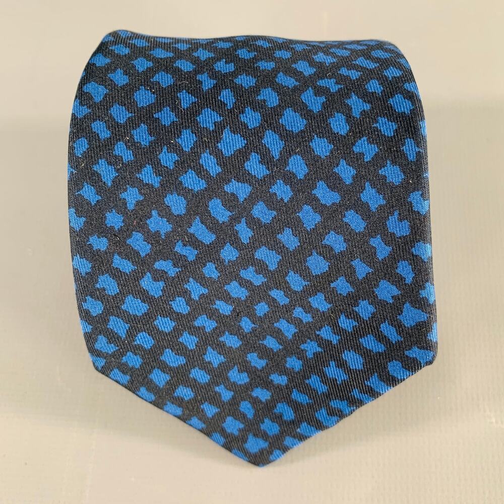 HERMES Black Blue Abstract Tie
